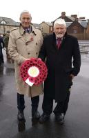 Presidents Jim Moulson and Ian Kelly with the Poppy Wreath at the Remembrance Day Parade